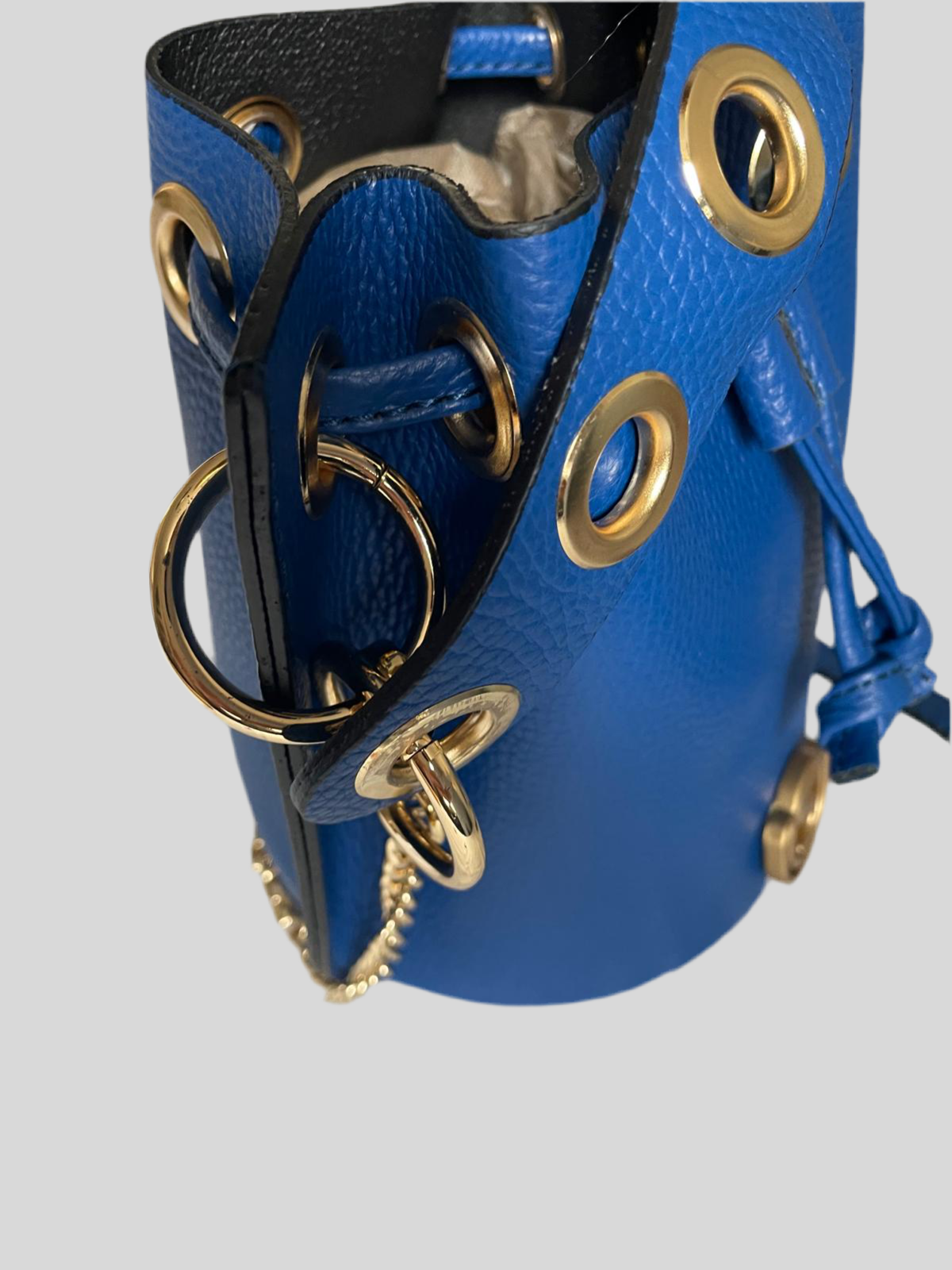 Sac Bourse en cuir Bleu- Five On Us Doré