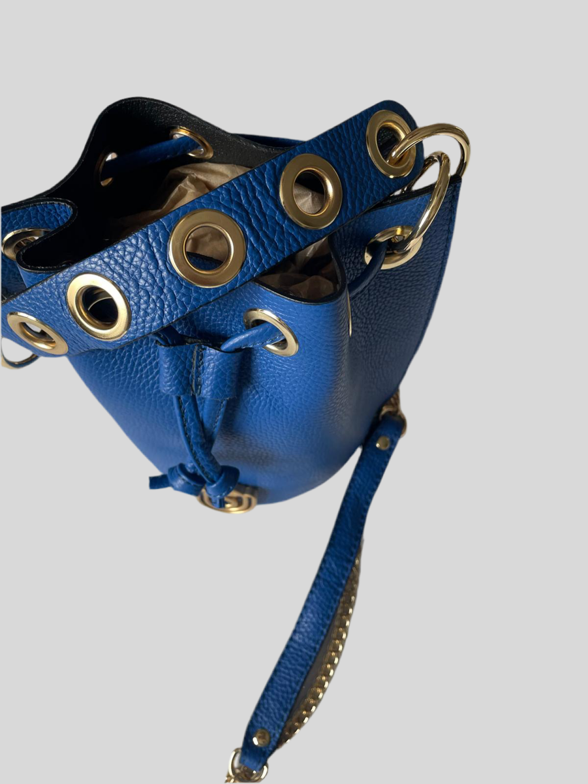 Sac Bourse en cuir Bleu- Five On Us Doré