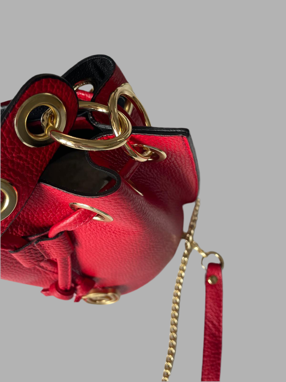 Sac Bourse en cuir Rouge- Five On Us Doré