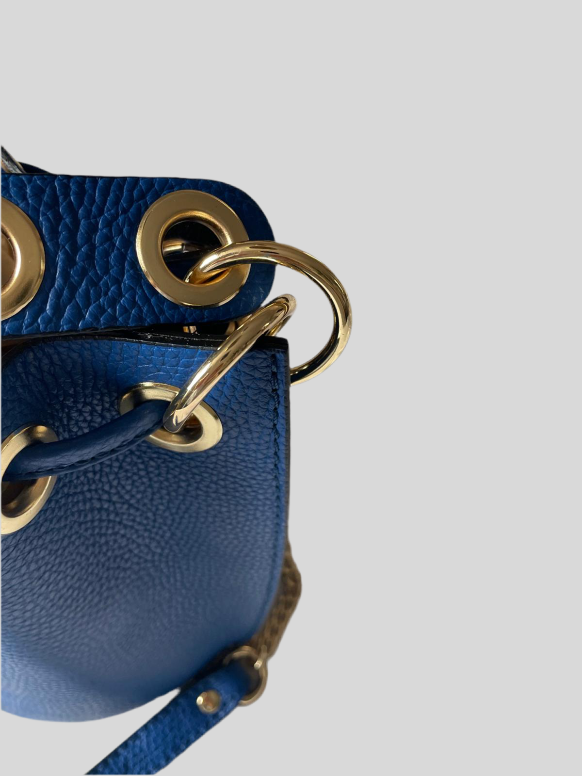 Sac Bourse en cuir Bleu- Five On Us Doré