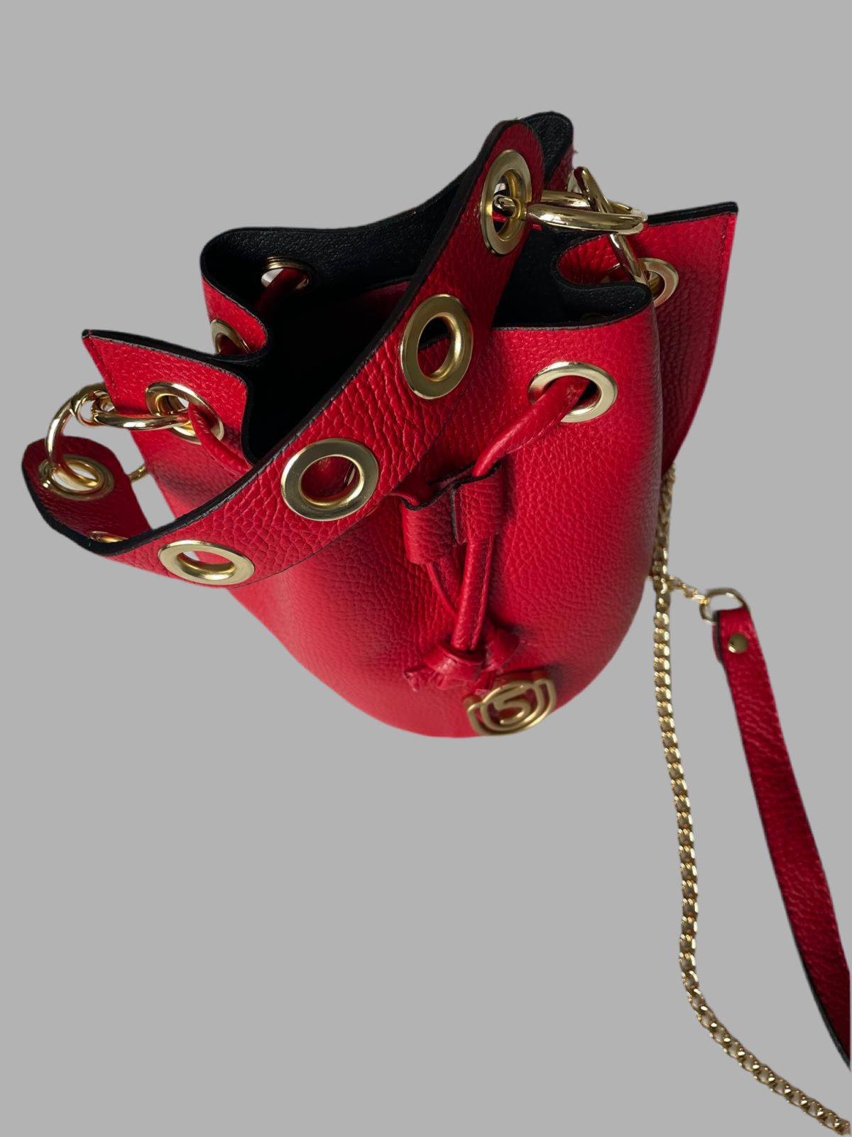 Sac Bourse en cuir Rouge- Five On Us Doré
