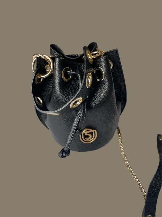 Sac Bourse en cuir Noir Five On Us Doré