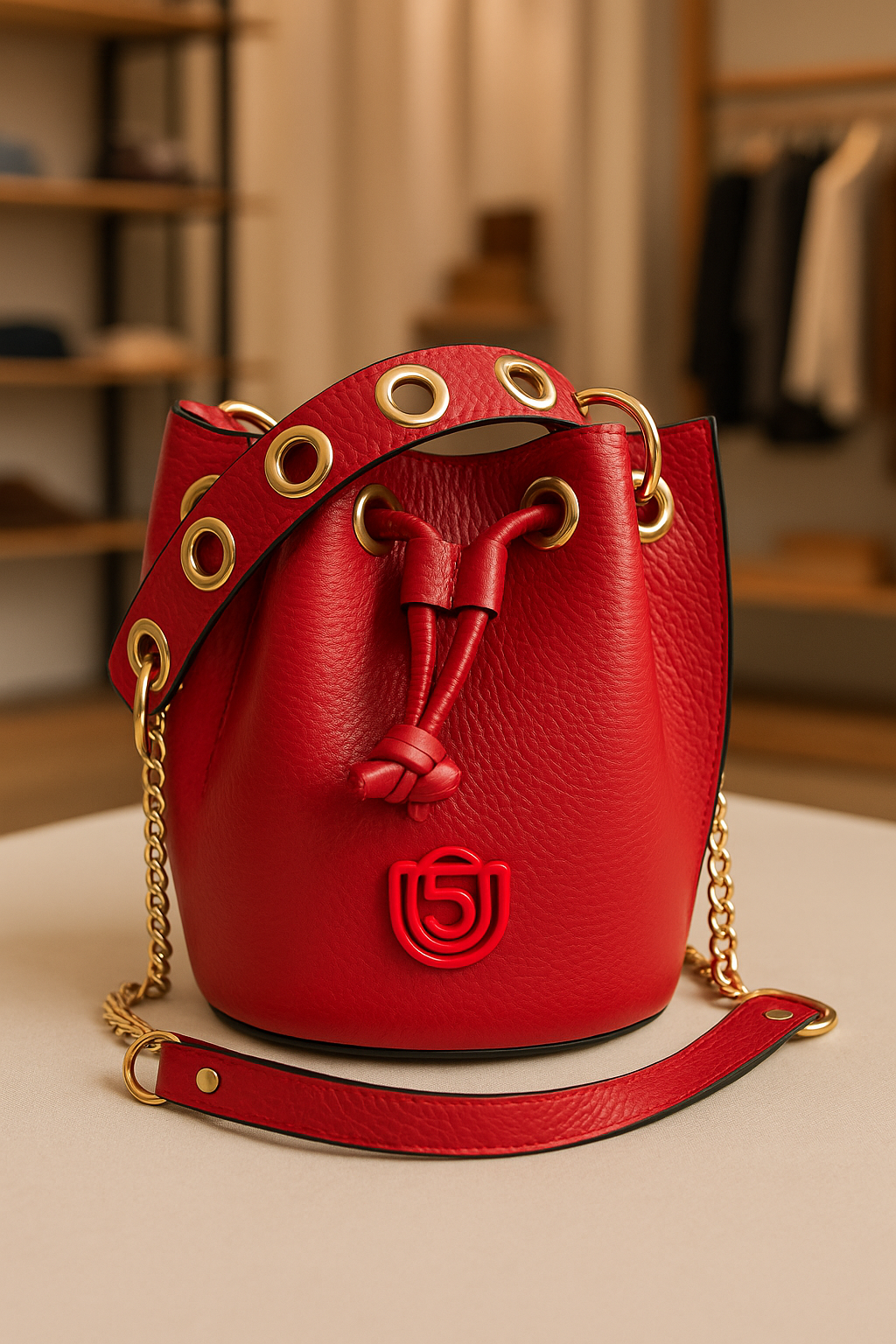 Sac Bourse en cuir Rouge  Five On Us Rouge